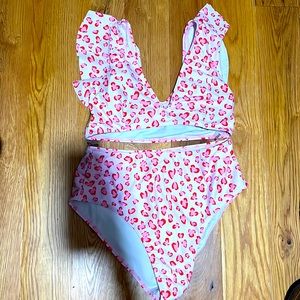 Pink Ruffle Highwaisted Bathingsuit